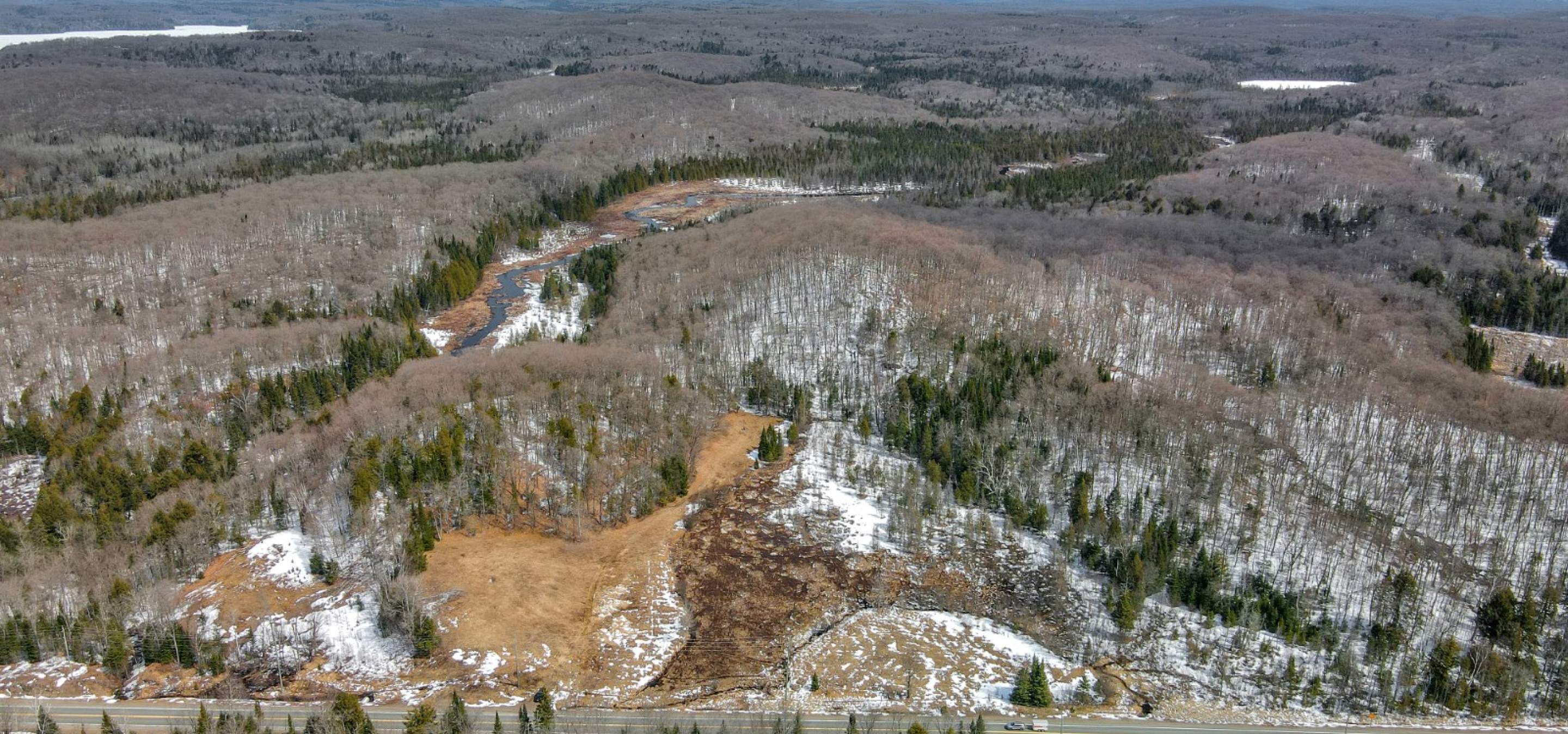 Aerial View of a building lot with trees