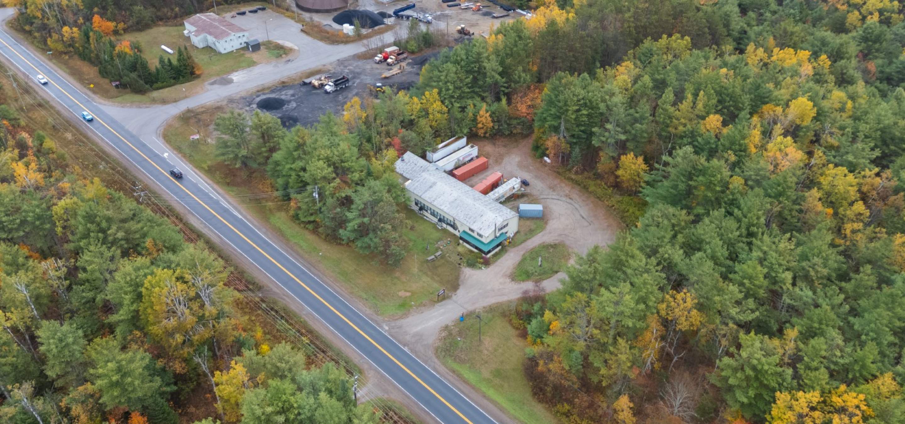 Aerial view of the building