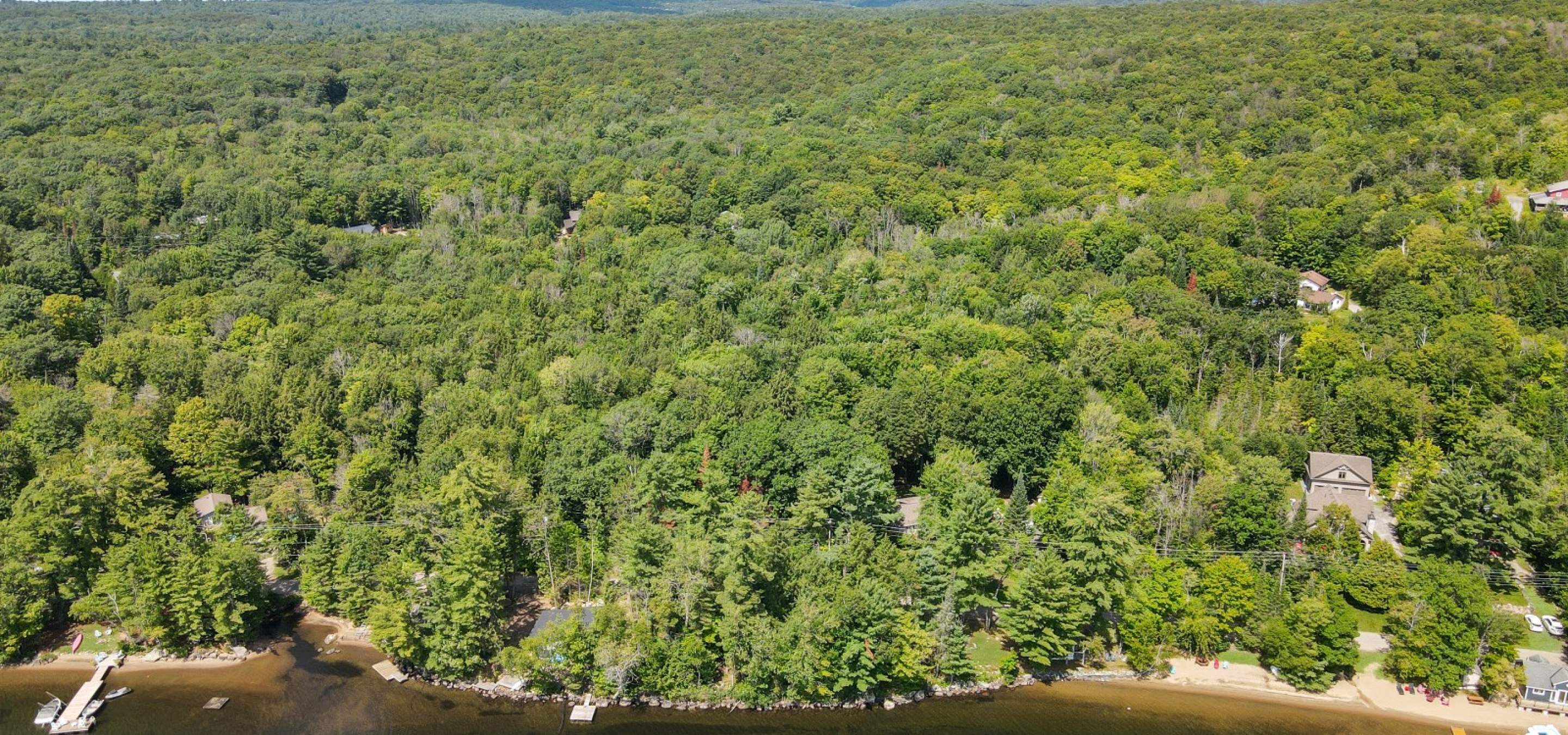 Aerial View of a building lot on the water