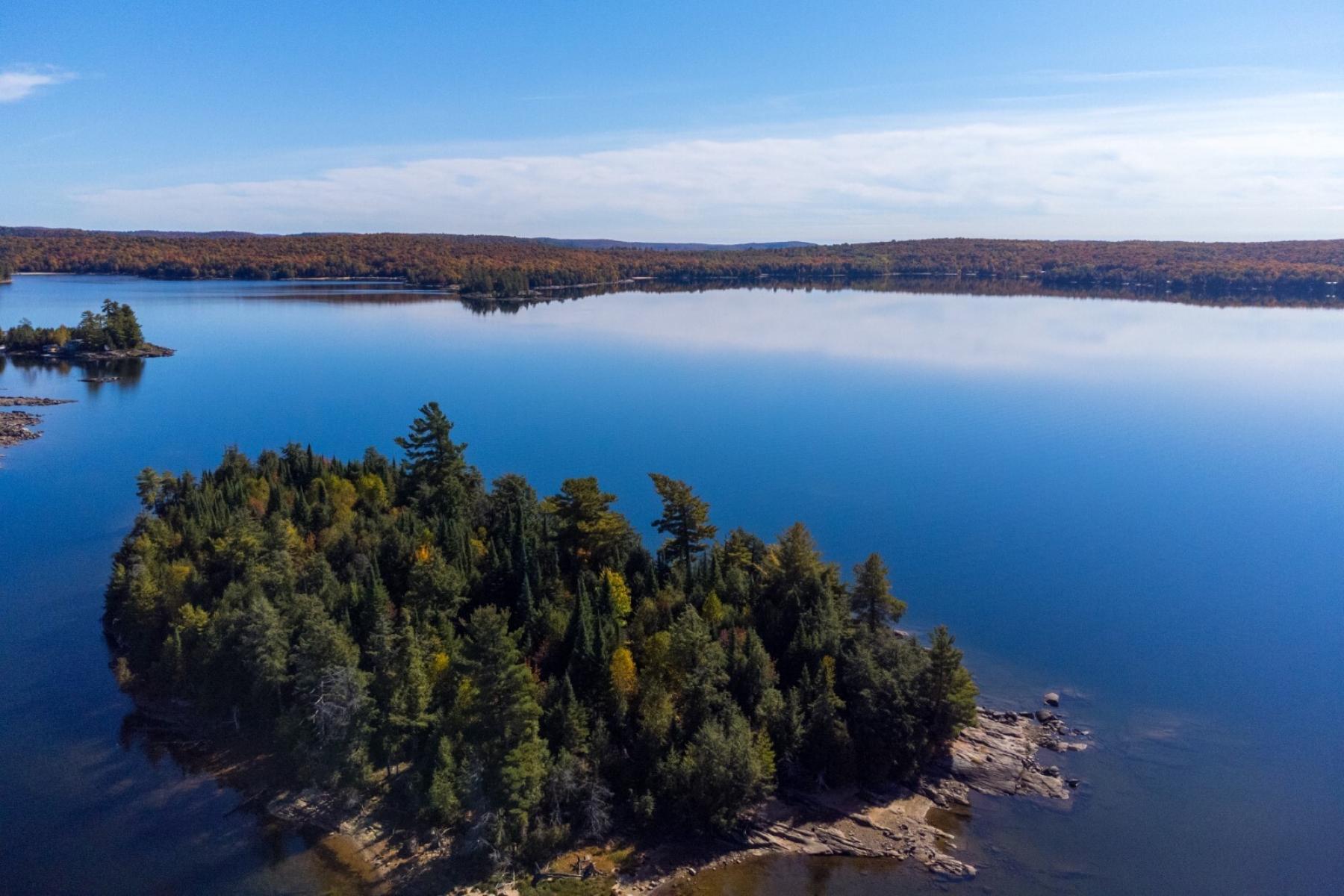 Arial photo of one of Kennisis Lake's many well treed islands.